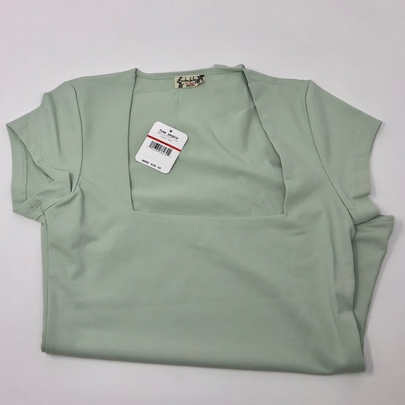 Free People Fair and Square Neck Duo Bodysuit thong Moss color. Size XS  (NWT) - Picture 14 of 14